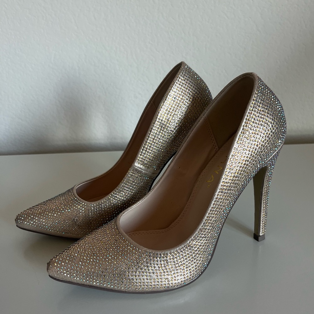 Bedazzled Champagne Heels